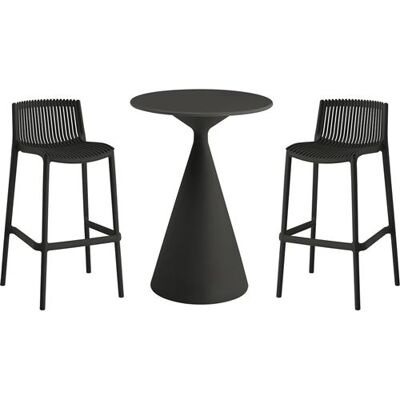 Non communiqué Table et chaises hautes de jardin bistrot empilables "Néora" - 2 places - Noir Negro - Publicité Non communiqué Table et chaises hautes de jardin bistrot empilables "Néora" - 2 places - Noir Negro - Publicité