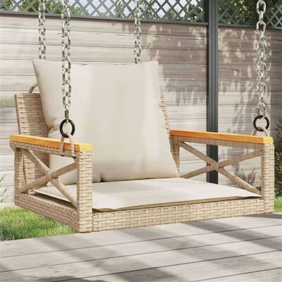 vidaXL Balancelle de Jardin Beige - Poly Rotin Résistant aux Intempéries - Publicité vidaXL Balancelle de Jardin Beige - Poly Rotin Résistant aux Intempéries - Publicité
