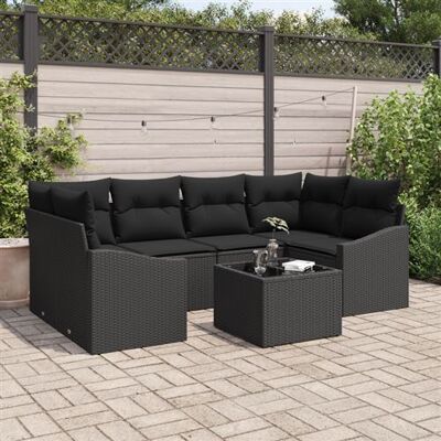 Ensemble de Canapés de Jardin VidaXL 7 Pièces Noir Polyrattan - Publicité Ensemble de Canapés de Jardin VidaXL 7 Pièces Noir Polyrattan - Publicité
