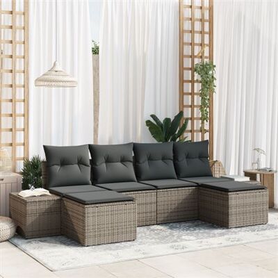 Ensemble de Canapé de Jardin VidaXL - 6 Pièces, Gris, Moderne, Rectangulaire - Publicité Ensemble de Canapé de Jardin VidaXL - 6 Pièces, Gris, Moderne, Rectangulaire - Publicité