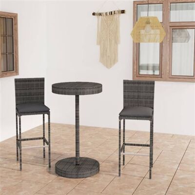 Non communiqué Ensemble de bar de jardin 3 pcs et coussins Résine tressée Gris Gris - Publicité Non communiqué Ensemble de bar de jardin 3 pcs et coussins Résine tressée Gris Gris - Publicité