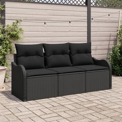 Vidaxl Ensemble de Canapé de Jardin 3 Pièces Noir - Publicité Vidaxl Ensemble de Canapé de Jardin 3 Pièces Noir - Publicité