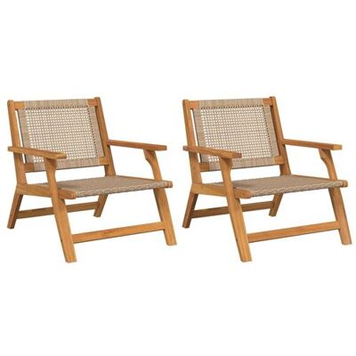 Vidaxl - 2-pcs - Beige - Bois d'acacia - Chaises de jardin - Publicité Vidaxl - 2-pcs - Beige - Bois d'acacia - Chaises de jardin - Publicité