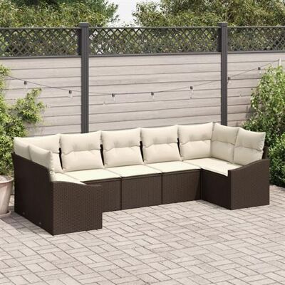 Vasmax - Ensemble de Canapés de Jardin 7 Pièces avec Coussins Poly-rattan Marron - Mobilier d'extérieur - Publicité Vasmax - Ensemble de Canapés de Jardin 7 Pièces avec Coussins Poly-rattan Marron - Mobilier d'extérieur - Publicité