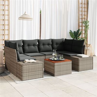 Ensemble de Canapé de Jardin Gris Acacia - Mobilier Extérieur 7 pièces - Publicité Ensemble de Canapé de Jardin Gris Acacia - Mobilier Extérieur 7 pièces - Publicité