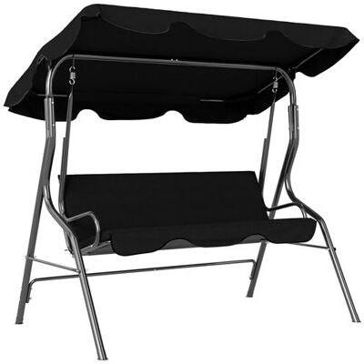 Non communiqué Balancelle de jardin 3 places coussins assise dossier noir Noir - Publicité Non communiqué Balancelle de jardin 3 places coussins assise dossier noir Noir - Publicité