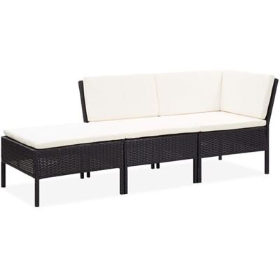 vidaXL Canapé de jardin - Résine tressée noir et coussins blancs noir - Publicité vidaXL Canapé de jardin - Résine tressée noir et coussins blancs noir - Publicité
