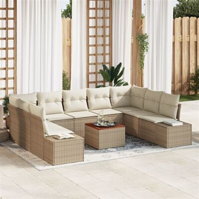 Ensemble de Canapé en Rotin Beige - Mobilier de Jardin 10 Pièces - Publicité Ensemble de Canapé en Rotin Beige - Mobilier de Jardin 10 Pièces - Publicité