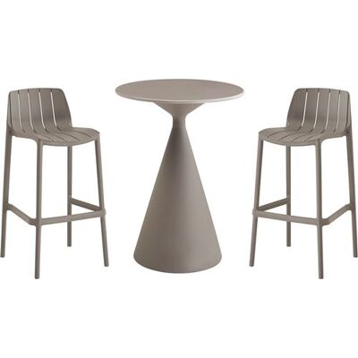 Non communiqué Table et chaises hautes de bistrot empilables "Vaena" - 2 places - Taupe Marrón - Publicité Non communiqué Table et chaises hautes de bistrot empilables "Vaena" - 2 places - Taupe Marrón - Publicité