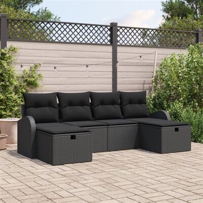 UNKNOWN - Garden Sofa 6pc - Noir - Rattan naturel - Outdoor Sofa Set - Publicité UNKNOWN - Garden Sofa 6pc - Noir - Rattan naturel - Outdoor Sofa Set - Publicité