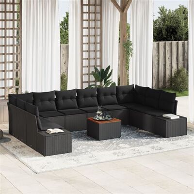 Ensemble de Canapés de Jardin de 11 Pièces - Rotin Naturel, Noir, Extérieur - Publicité Ensemble de Canapés de Jardin de 11 Pièces - Rotin Naturel, Noir, Extérieur - Publicité