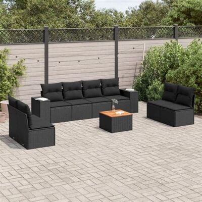 Non communiqué vidaXL Salon de jardin 9 pcs avec coussins noir résine tressée 3257735 Noir - Publicité Non communiqué vidaXL Salon de jardin 9 pcs avec coussins noir résine tressée 3257735 Noir - Publicité