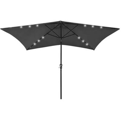 Parasole avec LED et Poteau en Acier Anthracite - 2x3 m - Publicité Parasole avec LED et Poteau en Acier Anthracite - 2x3 m - Publicité