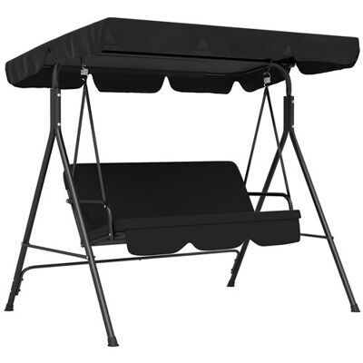 Non communiqué Balancelle de jardin 3 places toit réglable coussins assise dossier acier polyester noir Noir - Publicité Non communiqué Balancelle de jardin 3 places toit réglable coussins assise dossier acier polyester noir Noir - Publicité
