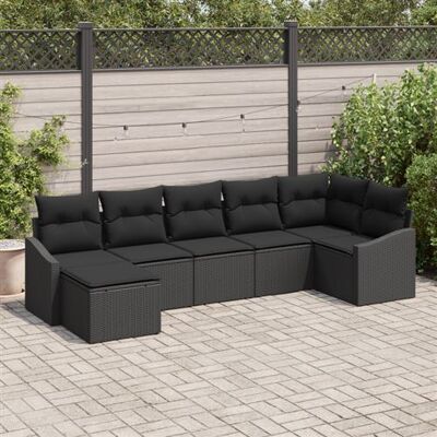 Ensemble de Canapé de Jardin Vidaxl - 7 Pièces avec Coussins, Noir, Contemporain - Publicité Ensemble de Canapé de Jardin Vidaxl - 7 Pièces avec Coussins, Noir, Contemporain - Publicité