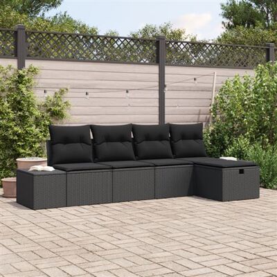 Générique - Canapé d'extérieur 5 pièces en polyrotin - Noir - Ensemble de meubles de jardin - Publicité Générique - Canapé d'extérieur 5 pièces en polyrotin - Noir - Ensemble de meubles de jardin - Publicité