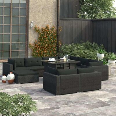 Ensemble de Canapés de Jardin Vidaxl 10 pièces - Rotin résistant aux intempéries, Noir - Publicité Ensemble de Canapés de Jardin Vidaxl 10 pièces - Rotin résistant aux intempéries, Noir - Publicité