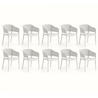 Non communiqué Lot de 10 chaise pegane en resine empilable non pliable H. 79 cm exterieur blanc blanc - Publicité Non communiqué Lot de 10 chaise pegane en resine empilable non pliable H. 79 cm exterieur blanc blanc - Publicité