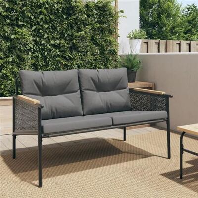 Banquette de jardin avec coussins 116 cm acier noir - Banc de jardin - Publicité Banquette de jardin avec coussins 116 cm acier noir - Banc de jardin - Publicité
