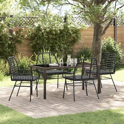 Generic - Ensemble de salle à manger de jardin 5 pièces avec coussins - Noir - Poly Rotin synthétique - Rectangulaire - Garden dining set - Publicité Generic - Ensemble de salle à manger de jardin 5 pièces avec coussins - Noir - Poly Rotin synthétique - Rectangulaire - Garden dining set - Publicité