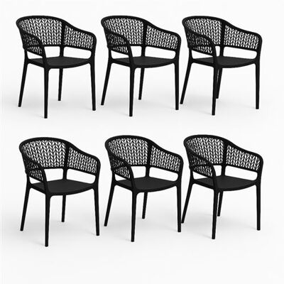 Non communiqué Lot de 6 chaise pegane exterieur empilable non pliable H. 79 cm en resine noir noir - Publicité Non communiqué Lot de 6 chaise pegane exterieur empilable non pliable H. 79 cm en resine noir noir - Publicité