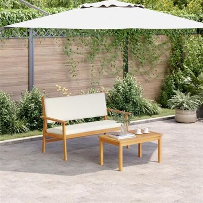 vidaXL Crème Blanc Bois d'Acacia - Ensemble Banc de Jardin - Publicité vidaXL Crème Blanc Bois d'Acacia - Ensemble Banc de Jardin - Publicité