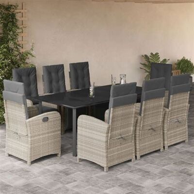 vidaXL Ensemble de Salle à Manger de Jardin 9 Pièces Gris Clair - Ensemble de Jardin - Publicité vidaXL Ensemble de Salle à Manger de Jardin 9 Pièces Gris Clair - Ensemble de Jardin - Publicité
