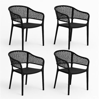 Non communiqué Lot de 4 chaise allure H. 79 cm empilable non pliable en resine exterieur noir Noir - Publicité Non communiqué Lot de 4 chaise allure H. 79 cm empilable non pliable en resine exterieur noir Noir - Publicité
