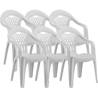 Non communiqué Lot de 6 chaise pegane H. 86 cm empilable non pliable exterieur en resine blanc Blanc - Publicité Non communiqué Lot de 6 chaise pegane H. 86 cm empilable non pliable exterieur en resine blanc Blanc - Publicité