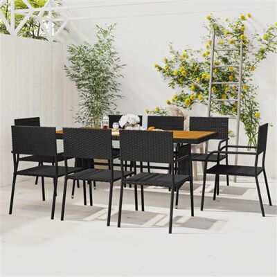 Ensemble de Salle à Manger Extérieure VidaXL - 9 Pièces Rattan Synthétique Noir - Publicité Ensemble de Salle à Manger Extérieure VidaXL - 9 Pièces Rattan Synthétique Noir - Publicité