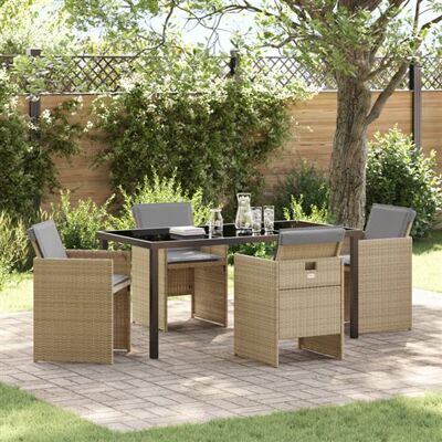 Vidaxl - Ensemble Jardin 5 Pièces - Beige Polyrattan - Coussins Gris - Ensemble de Jardin - Publicité Vidaxl - Ensemble Jardin 5 Pièces - Beige Polyrattan - Coussins Gris - Ensemble de Jardin - Publicité