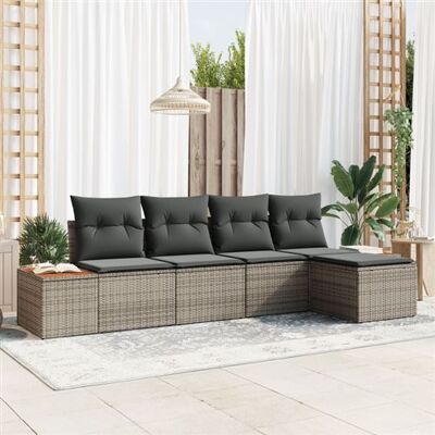 Ensemble de Canapés de Jardin Gris - Mobilier Modular 5 Places - Publicité Ensemble de Canapés de Jardin Gris - Mobilier Modular 5 Places - Publicité