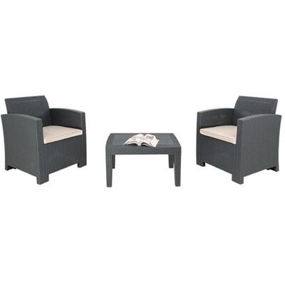 Non communiqué Ensemble Fauteuils et Table en Rotin Gris Bolero Gris - Publicité Non communiqué Ensemble Fauteuils et Table en Rotin Gris Bolero Gris - Publicité