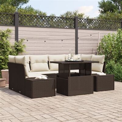 Ensemble de Canapés de Jardin 7 Pièces Raton Marron Crème - Publicité Ensemble de Canapés de Jardin 7 Pièces Raton Marron Crème - Publicité