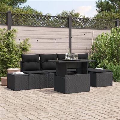 Ensemble de Salon de Jardin Noir de 6 Pièces - Mobilier de Jardin - Publicité Ensemble de Salon de Jardin Noir de 6 Pièces - Mobilier de Jardin - Publicité