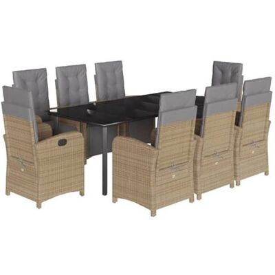 Ensemble de Jardin Beige 9 pièces avec Cushions vidaXL - Publicité Ensemble de Jardin Beige 9 pièces avec Cushions vidaXL - Publicité