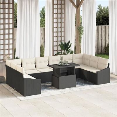 Ensemble de Canapés de Jardin Vidaxl - 11 Pièces en Poly-Rattan Noir Résistant aux Intempéries - Publicité Ensemble de Canapés de Jardin Vidaxl - 11 Pièces en Poly-Rattan Noir Résistant aux Intempéries - Publicité