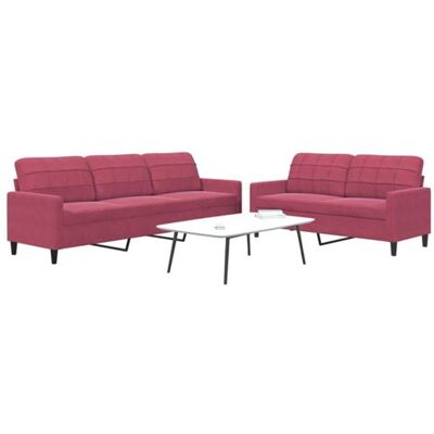 Vidaxl - Ensemble de Canapés en Velours 2 Pièces - Rouge Vin - Mobilier de Salon - Publicité Vidaxl - Ensemble de Canapés en Velours 2 Pièces - Rouge Vin - Mobilier de Salon - Publicité