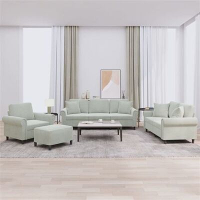 Ensemble de Canapés en Velours Gris Clair VIDAXL - Mobilier de Salon - Publicité Ensemble de Canapés en Velours Gris Clair VIDAXL - Mobilier de Salon - Publicité