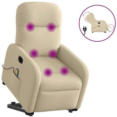 Non communiqué Fauteuil inclinable de massage électrique Crème Tissu Crème - Publicité Non communiqué Fauteuil inclinable de massage électrique Crème Tissu Crème - Publicité
