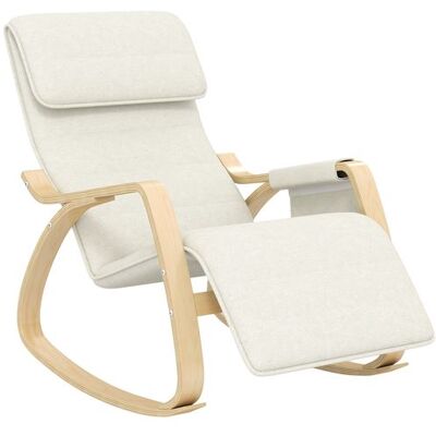 Non communiqué Fauteuil à bascule - fauteuil relax repose-pied réglable, poche rangement, tétière - bois tissu beige clair Beige - Publicité Non communiqué Fauteuil à bascule - fauteuil relax repose-pied réglable, poche rangement, tétière - bois tissu beige clair Beige - Publicité