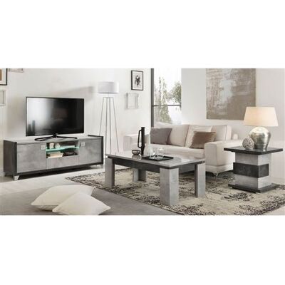 Non communiqué HOFFMAN - Ensemble Meuble TV + Table d'Appoint + Table Basse à 4 Pieds - Altobuy Gris - Publicité Non communiqué HOFFMAN - Ensemble Meuble TV + Table d'Appoint + Table Basse à 4 Pieds - Altobuy Gris - Publicité