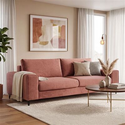 Non communiqué Canape droit MAISON AUBERTIN 3 places en velours rose 105 x 256 x 91 cm Rose - Publicité Non communiqué Canape droit MAISON AUBERTIN 3 places en velours rose 105 x 256 x 91 cm Rose - Publicité