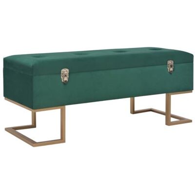 Non communiqué Banc avec compartiment de rangement 105 cm Vert Velours Vert et doré - Publicité Non communiqué Banc avec compartiment de rangement 105 cm Vert Velours Vert et doré - Publicité