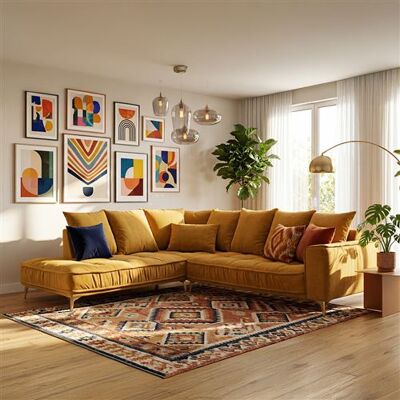 Non communiqué Canape angle fixe MAISON AUBERTIN 4 places en tissu jaune 245 x 288 x 92 cm Jaune - Publicité Non communiqué Canape angle fixe MAISON AUBERTIN 4 places en tissu jaune 245 x 288 x 92 cm Jaune - Publicité