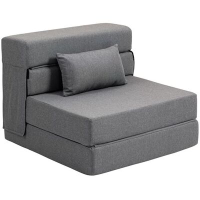 Non communiqué Chauffeuse futon grand confort avec coussin tissu toucher lin gris Gris - Publicité Non communiqué Chauffeuse futon grand confort avec coussin tissu toucher lin gris Gris - Publicité
