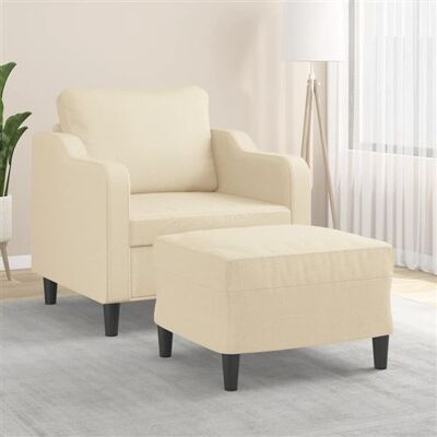 Fauteuil VIDAXL avec repose-pieds - Crème - Moderne, Confortable - Publicité Fauteuil VIDAXL avec repose-pieds - Crème - Moderne, Confortable - Publicité