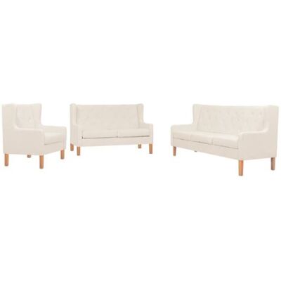 Non communiqué vidaXL Ensemble de canapés 3 pcs Tissu Blanc crème Blanc - Publicité Non communiqué vidaXL Ensemble de canapés 3 pcs Tissu Blanc crème Blanc - Publicité