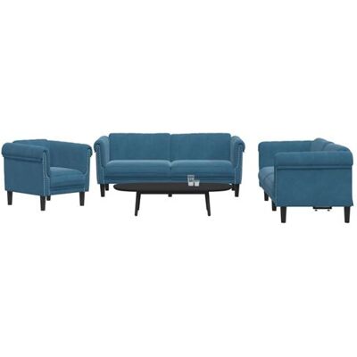 Non communiqué VidaXL 3-delige Loungeset fluweel blauw3209217 Bleu - Publicité Non communiqué VidaXL 3-delige Loungeset fluweel blauw3209217 Bleu - Publicité