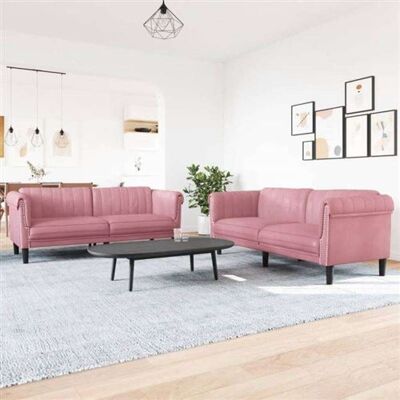 Ensemble de Canapés en Velours VIDAXL - Rose - Ensemble de Canapés - Publicité Ensemble de Canapés en Velours VIDAXL - Rose - Ensemble de Canapés - Publicité